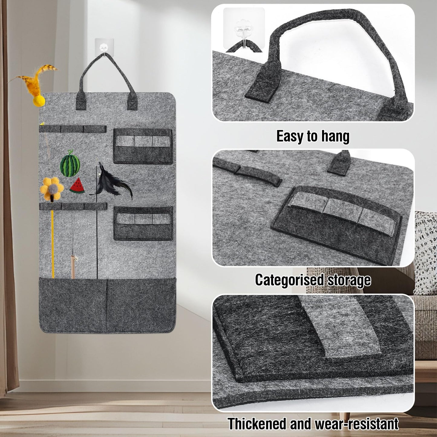 Cat Teaser Toy Storage Dark Hanging Bag