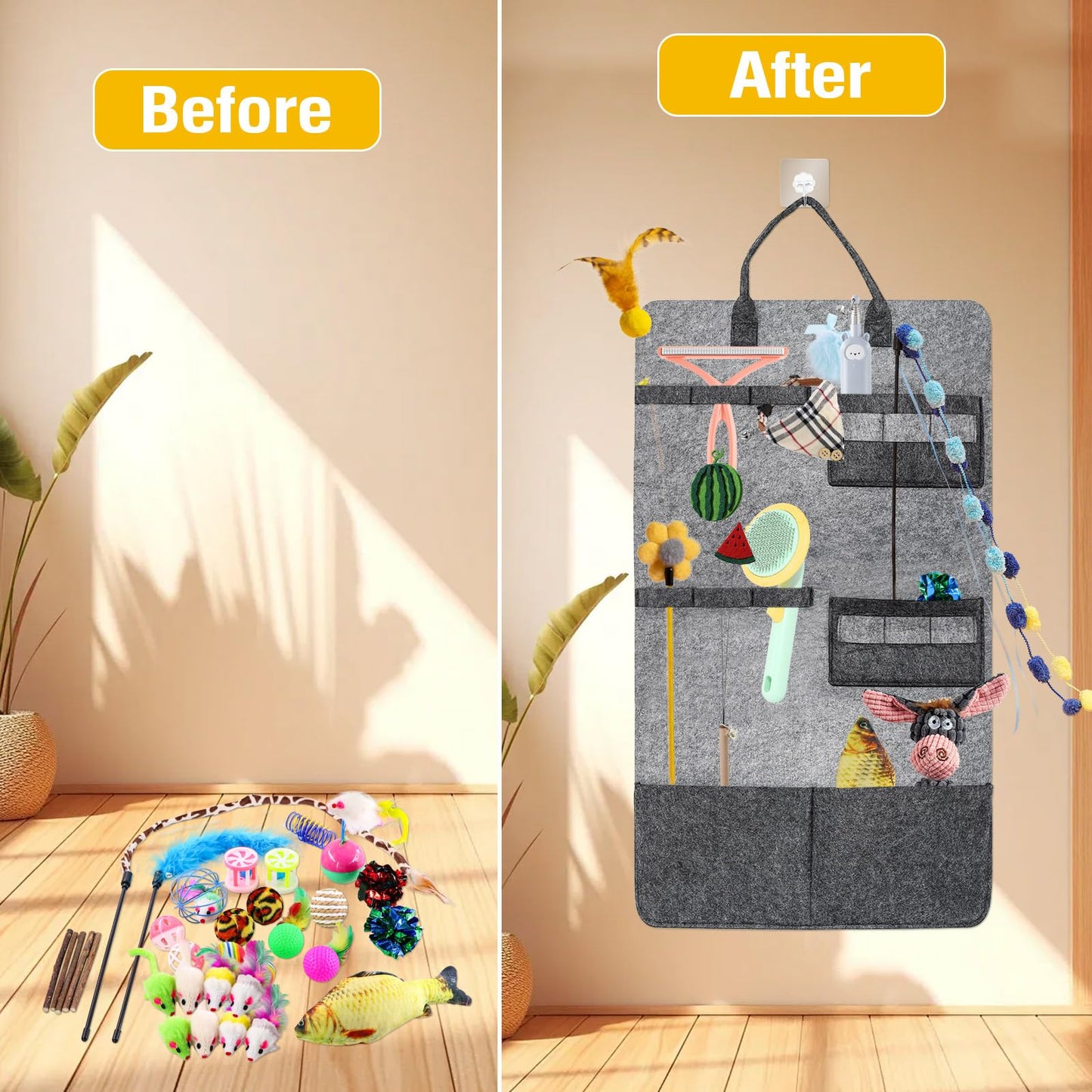 Cat Teaser Toy Storage Dark Hanging Bag