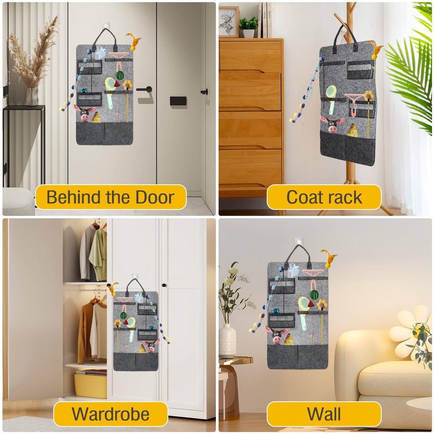 Cat Teaser Toy Storage Dark Hanging Bag